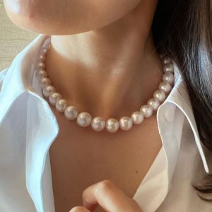 Classic Round Pearl Tennis Necklace For Women
