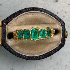 Antique Golden Emerald Cut Wedding Band For Women