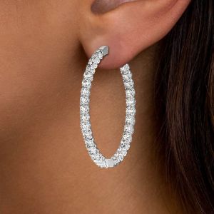 Stunning Round Cut White Sapphire Hoop Earrings For Women