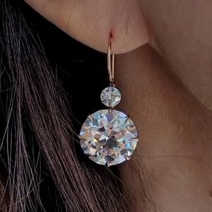 Vintage Rose Gold Round Cut White Sapphire Drop Earrings