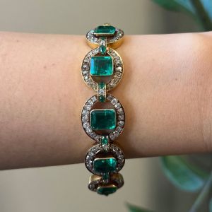 Fashion Golden Halo Emerald Cut Bracelet