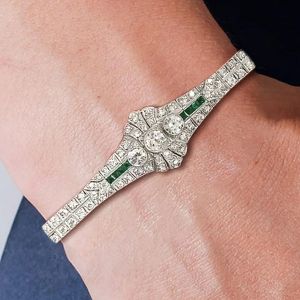 Art Deco Round Cut White Sapphire Bracelet For Women 