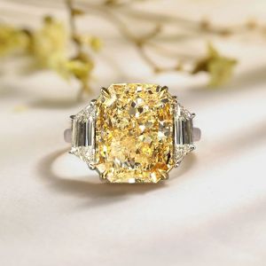 Classic Two Tone Radiant Cut Yellow Sapphire Engagement Ring