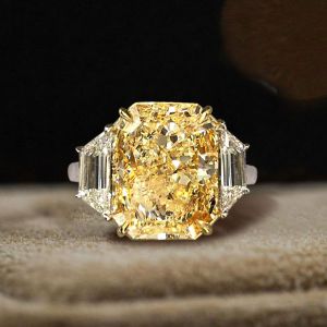 Classic Two Tone Radiant Cut Yellow Sapphire Engagement Ring