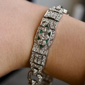 Art Deco Marquise Cut White Sapphire Bracelet For Women 
