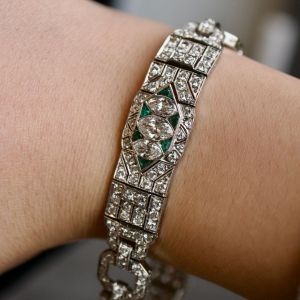 Art Deco Marquise Cut White Sapphire Bracelet