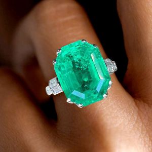 Emerald & Baguette Cut Emerald Sapphire Engagement Ring For Women  