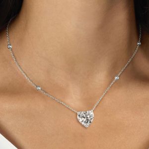 Classic Solitaire Heart Cut White Sapphire Pendant Necklace For Women  