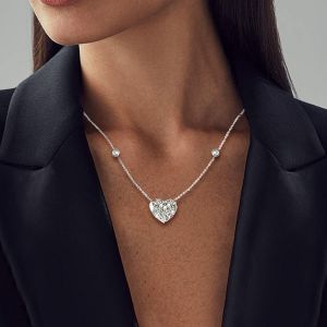 Classic Solitaire Heart Cut White Sapphire Pendant Necklace For Women  