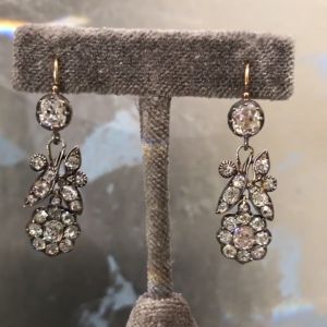 Elegant Two Tone Cushion Cut White Sapphire Drop Earrings