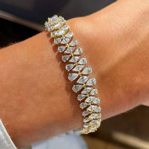 Fashion Golden Pear & Marquise Cut White Sapphire Bracelet For Women 