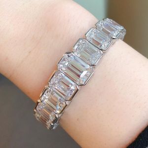 Dazzling Emerald Cut White Sapphire Bracelet