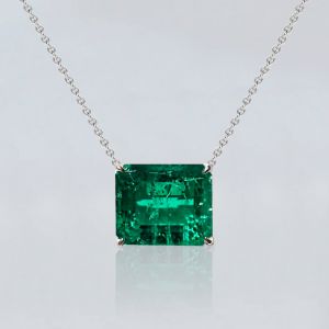 Classic Emerald Cut Emerald Sapphire Pendant Necklace