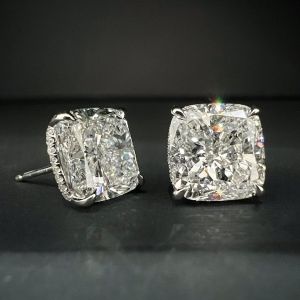Classic Cushion Cut White Sapphire Stud Earrings For Women 