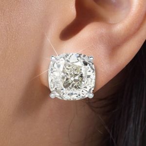 Classic Cushion Cut White Sapphire Stud Earrings