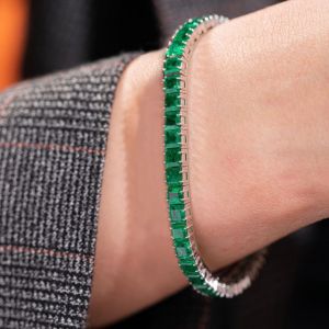 Classic Asscher Cut Emerald Sapphire Tennis Bracelet