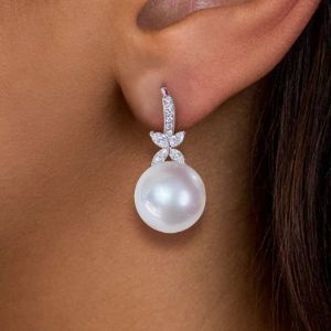 Elegant Round & Marquise Cut Pearl Drop Earrings For Women 