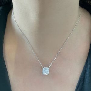Classic Cushion Cut White Sapphire Pendant Necklace