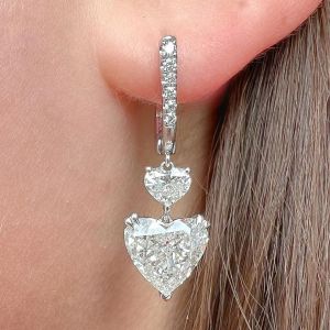 Fashion Heart Cut White Sapphire Silver Drop Earrings