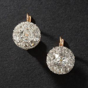 Two Tone Cushion Cut White Sapphire Vintage Drop Earrings For Women