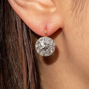 Two Tone Cushion Cut White Sapphire Vintage Drop Earrings For Women