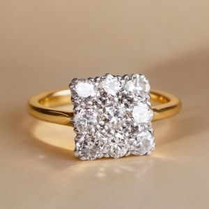 Elegant Two Tone Round Cut White Sapphire Engagement Ring For Women 