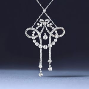 Vintage Round Cut White Sapphire Pendant Necklace For Women