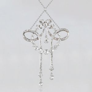 Vintage Round Cut White Sapphire Pendant Necklace For Women