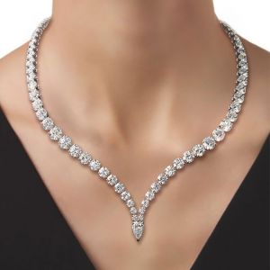 Classic Pear Cut White Sapphire Tennis Wedding Necklace For Women 