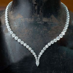 Classic Pear Cut White Sapphire Tennis Wedding Necklace For Women 