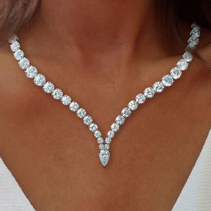 Classic Pear Cut White Sapphire Tennis Necklace For Women