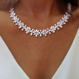 Luxury Pear Cut White Sapphire Necklace For Women