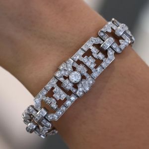 Art Deco Round Cut White Sapphire Bracelet For Women