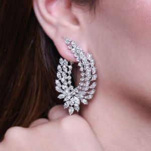 Unique Marquise Cut White Sapphire Drop Earrings For Women