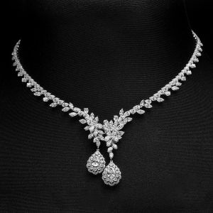 Elegant Pear Cut White Sapphire Pendant Necklace For Women