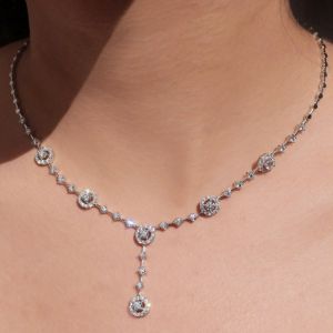 Fashion Round Cut White Sapphire Pendant Necklace For Women