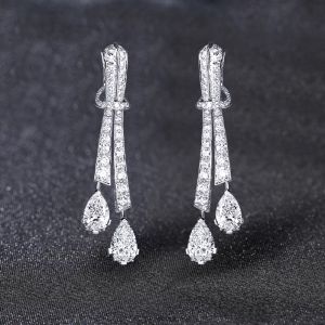 Stunning Pear Cut White Sapphire Drop Earrings For Women 