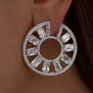 Unique Design Cushion Cut White Sapphire Hoop Earrings For Women