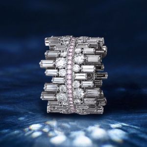Irregularity Shape Baguette & Round Cut White Sapphire Wedding Band For Women