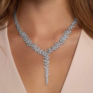 Unique Round Cut White Sapphire Lariat Necklace For Women