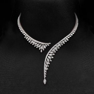 Open Design Marquise Cut White Sapphire Pendant Necklace For Women