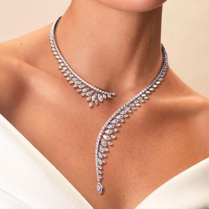 Open Design Marquise Cut White Sapphire Pendant Necklace For Women