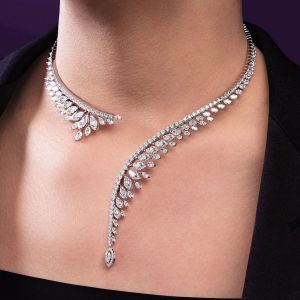 Open Design Marquise Cut White Sapphire Pendant Necklace For Women