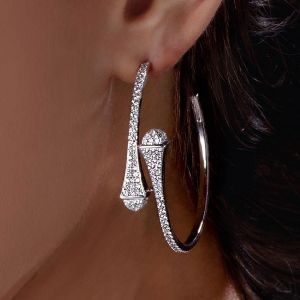 Fashion Round Cut White Sapphire Hoop Earrings For Women