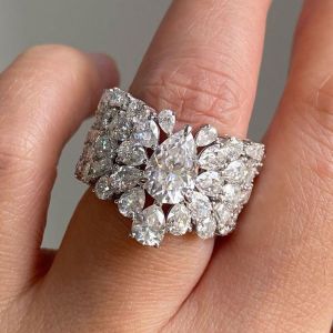 Pear Cut White Sapphire Wedding Band For Women 