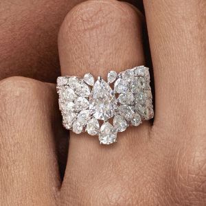 Pear Cut White Sapphire Wedding Band For Women 