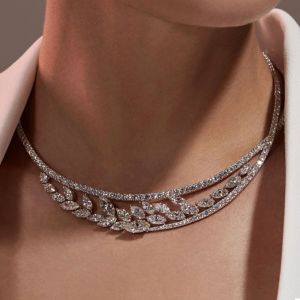 Classic Marquise Cut White Sapphire Tennis Necklace For Women 
