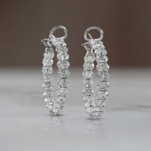 Classic Oval Cut White Sapphire Hoop Earrings For Women 