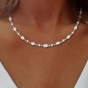 Classic Marquise Cut White Sapphire Tennis Necklace For Women  
