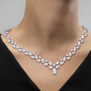 Classic Pear Cut White Sapphire Necklace Necklace For Women  